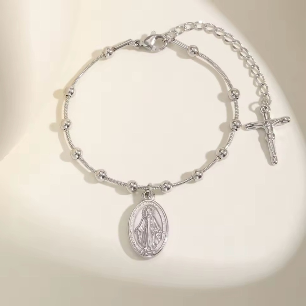 Silver Religious Charm Bracelet
